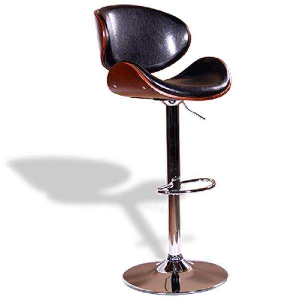 SMTE Nico PU Leather barstool with wooden trim - Black with keychain