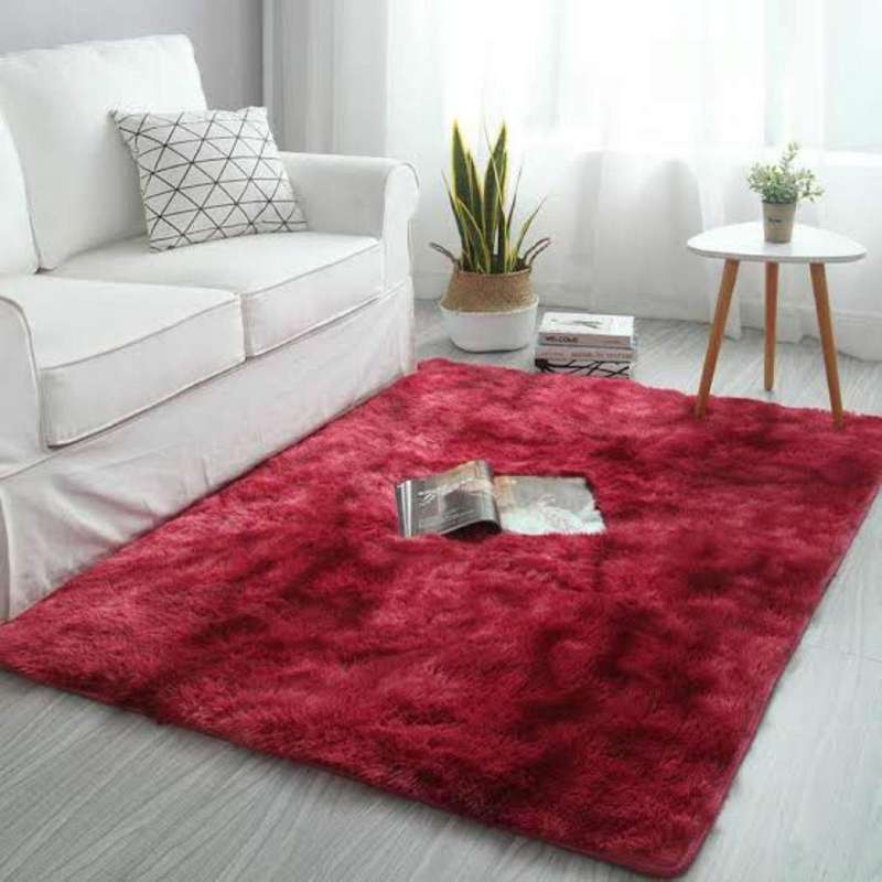 SMTE Soft And Fluffy Rug Carpet - Red with keychain