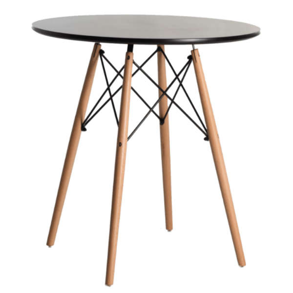 SMTE Round top Wooden Leg Coffee/Dinning Table (Black) with keychain