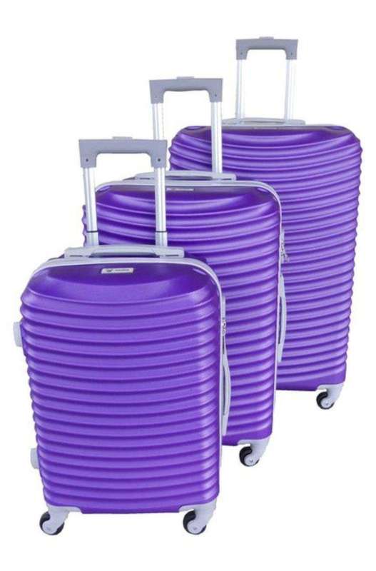 SMTE Asa 3 Piece Quality Hard Outer Shell Ringletted Lightweight Luggage Set - Purple with keychain