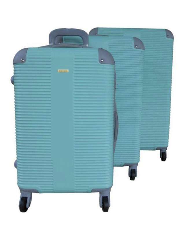 SMTE Ace - 3 Piece Quality Hard Outer Shell Protected Luggage Set - Sky Blue with keychain