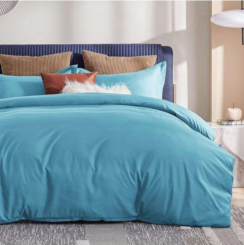 SMTE High Quality Fabric Ace Duvet Covet Set - Blue - Queen with keychain