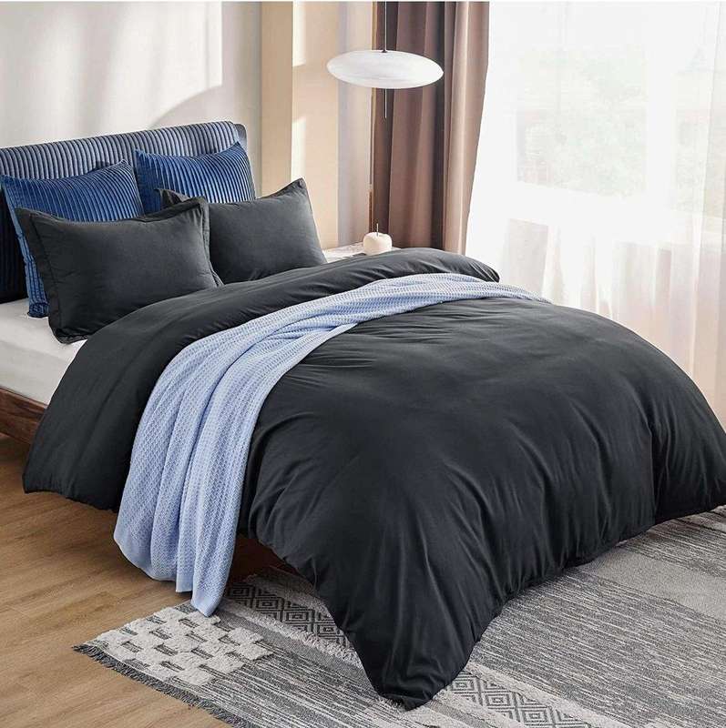 SMTE High Quality Fabric Ace Duvet Covet Set - Dark Grey - King with keychain