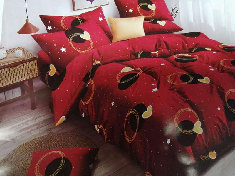 SMTE 6 Piece Red Heart Duvet Cover Set with keychain
