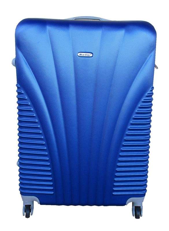 SMTE Blue Star 1 Piece Hard Outer Shell Luggage 24" - Blue with keychain