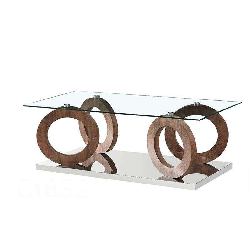 SMTE Rectangle Clear Glass for Classy and Modern look Coffee Table-CT632 - Brown with keychain