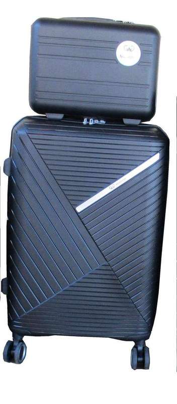 SMTE Unbreakable Travel Luggage 2 Piece Suitcases Spinner - 24" - Black with keychain