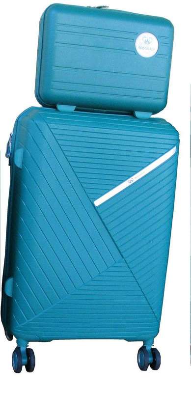SMTE Unbreakable Travel Luggage 2 Piece Suitcases Spinner - 20" - Coral Blue with keychain
