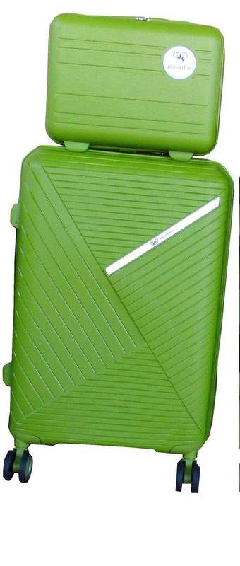 SMTE Unbreakable Travel Luggage 2 Piece Suitcases Spinner - 24" - Light Green with keychain