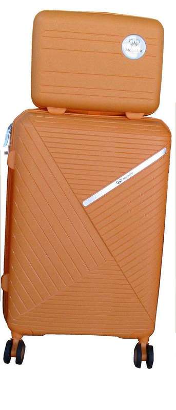 SMTE Unbreakable Travel Luggage 2 Piece Suitcases Spinner - 20" - Orange with keychain