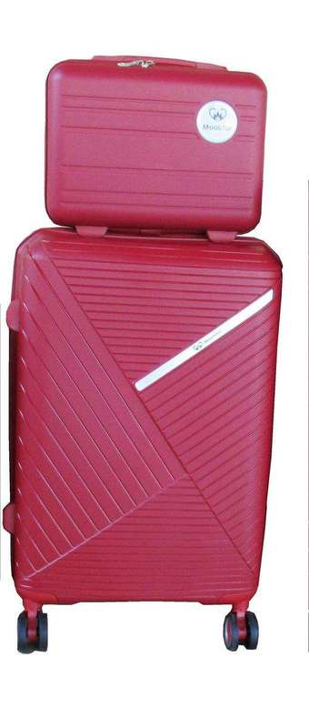 SMTE Unbreakable Travel Luggage 2 Piece Suitcases Spinner - 20" - Wine Red with keychain