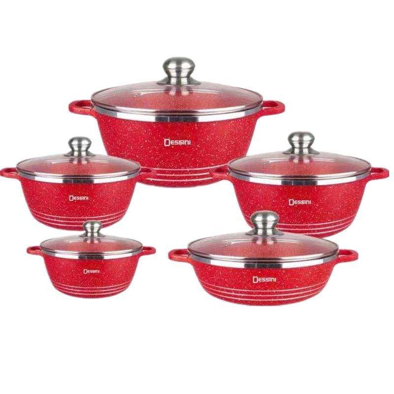 SMTE Dessini Non Stick 10 Pieces Set- Maroon with keychain