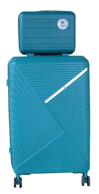 SMTE Unbreakable Travel Luggage 2 Piece Suitcases Spinner - Coral Blue with keychain