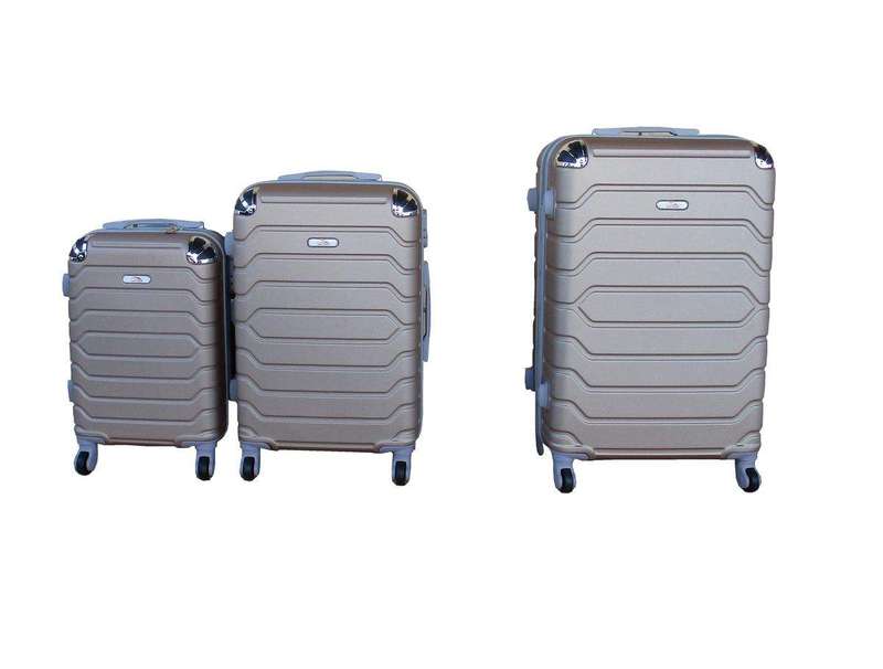 SMTE 3 Piece Luggage Set 26" 22" 18" - Gold with keychain