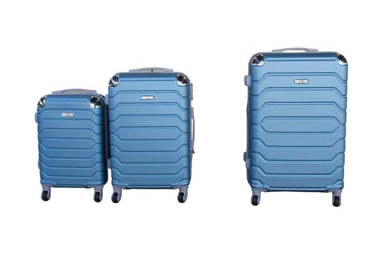 SMTE 3 Piece Luggage Set 26" 22" 18" - Light Blue with keychain