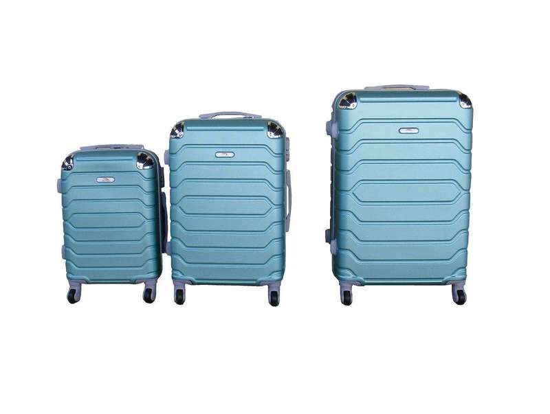 SMTE 3 Piece Luggage Set 26" 22" 18" - Light Green with keychain