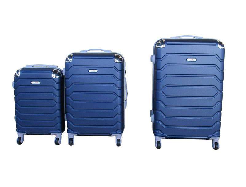 SMTE 3 Piece Luggage Set 26" 22" 18" - Navy with keychain