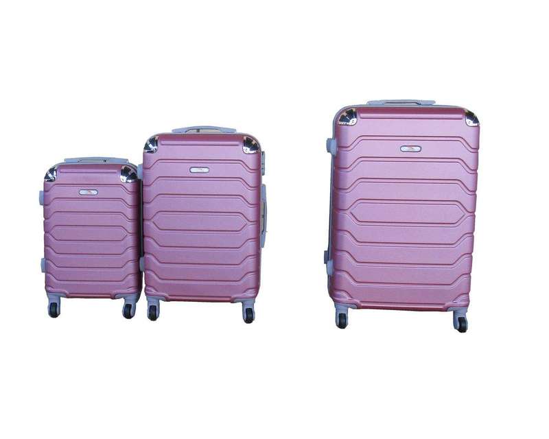 SMTE 3 Piece Luggage Set 26" 22" 18" - Pink with keychain