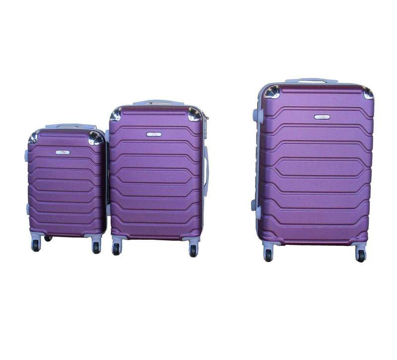 SMTE 3 Piece Luggage Set 26" 22" 18" - Purple with keychain