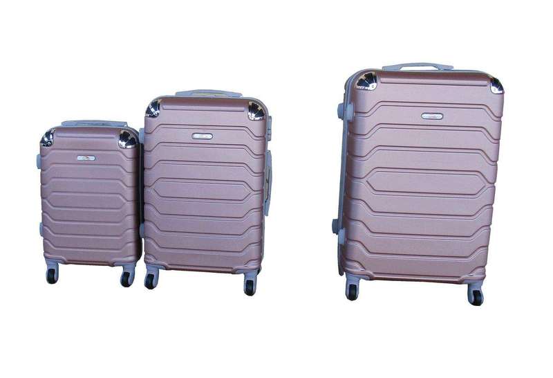 SMTE 3 Piece Luggage Set 26" 22" 18" - Rose Gold with keychain