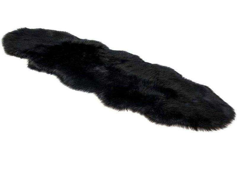 SMTE Black Fluffy Runner RugCarpet with keychain