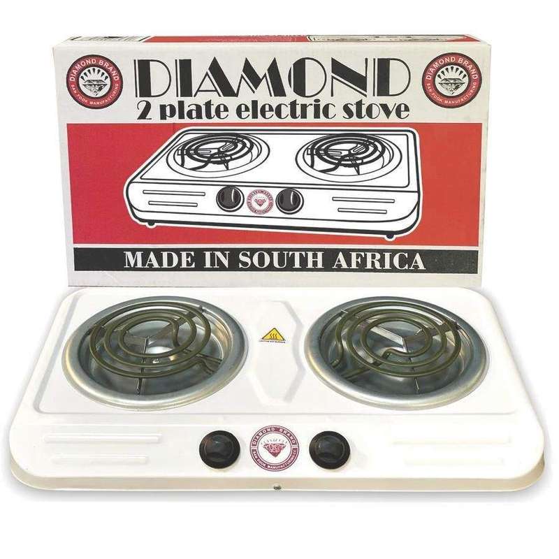 SMTE Diamond - Double Electric Spiral Hotplate Stove - White with keychain