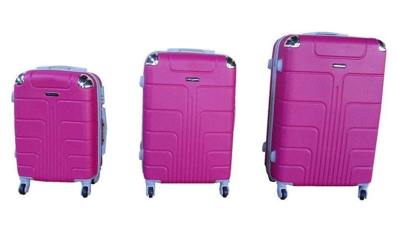 SMTE 3 Piece Luggage Set - Hot Pink with keychain