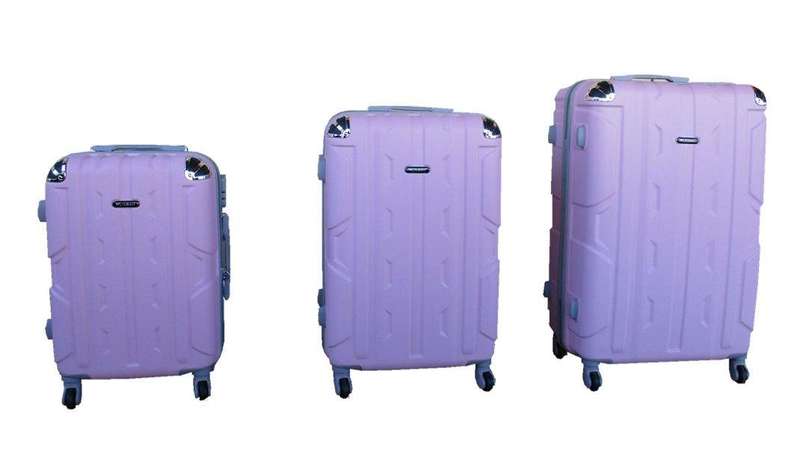 SMTE 3 Piece Hard Outer Shell Lightweight Luggage Set 30" - Light Pink with keychain