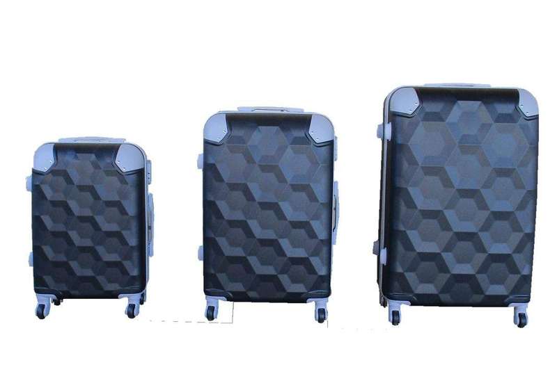 SMTE 3 Piece Luggage Set - Black with keychain
