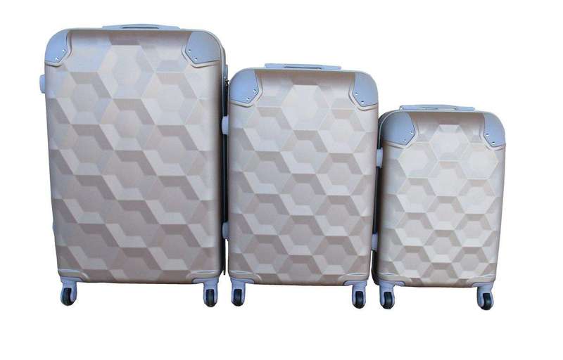 SMTE 3 Piece Luggage Set - Gold with keychain