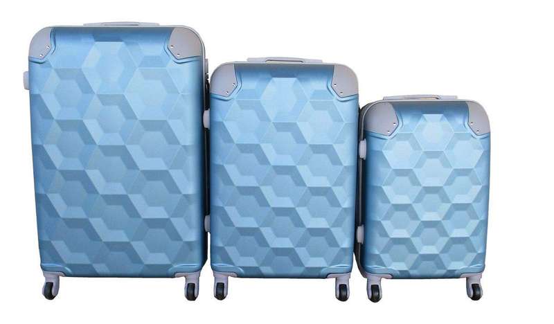 SMTE 3 Piece Luggage Set - Light Blue with keychain