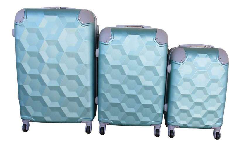SMTE 3 Piece Luggage Set - Light Green with keychain