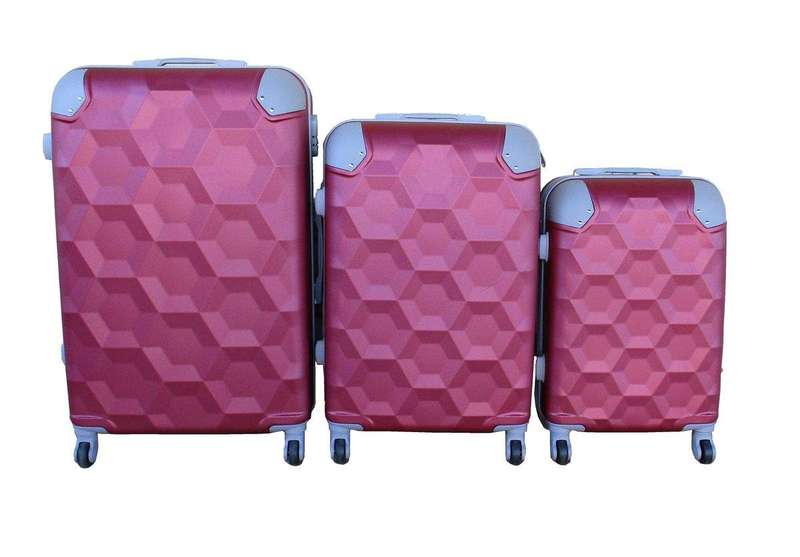 SMTE 3 Piece Luggage Set - Red with keychain