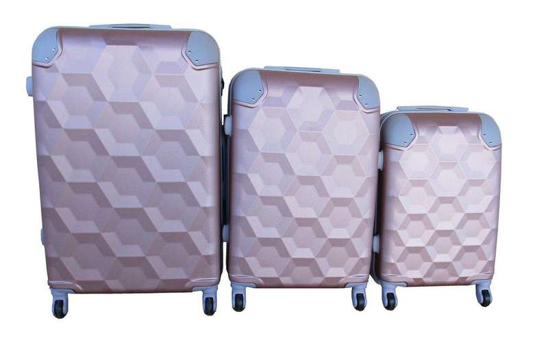 SMTE 3 Piece Luggage Set - Rose Gold with keychain