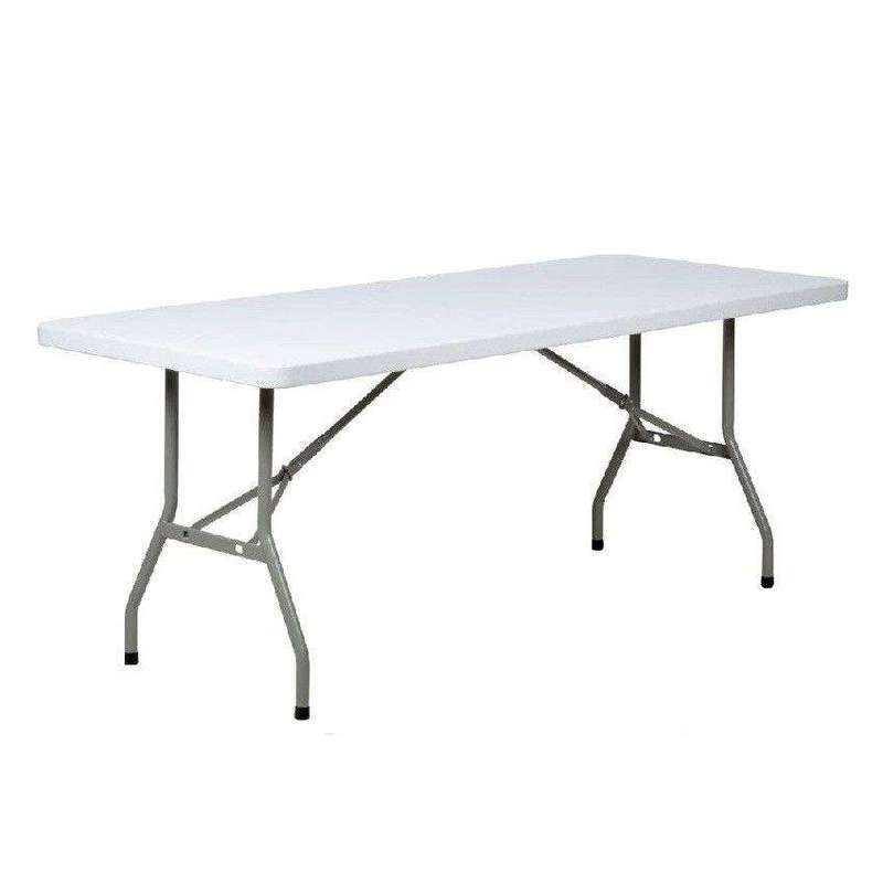 SMTE 1.8 Meter Portable Folding Trestle Table - White - 3 Pack with keychain