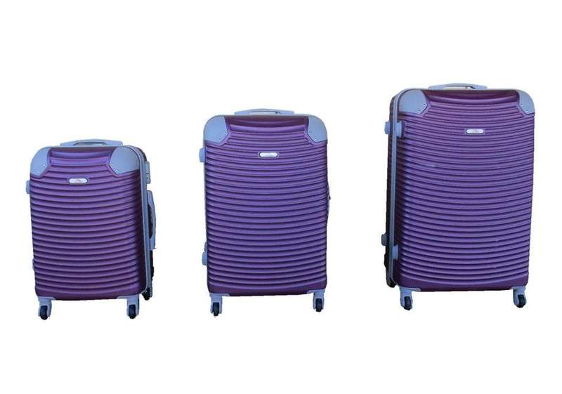 SMTE 3 Piece Hard Outer Shell Lightweight Luggage Set - Purple with keychain