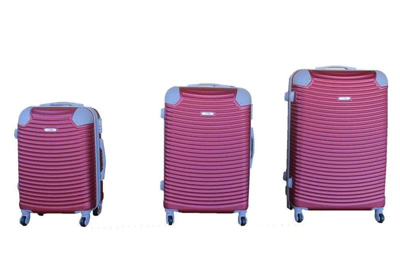 SMTE 3 Piece Hard Outer Shell Lightweight Luggage Set - Red with keychain