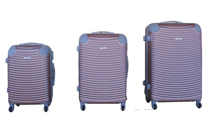 SMTE 3 Piece Hard Outer Shell Lightweight Luggage Set - Rose Gold with keychain