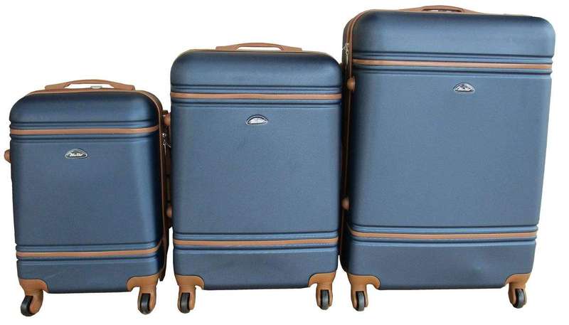 SMTE 3 Piece Nexco Travel Luggage Bag Set - Dark Blue with keychain