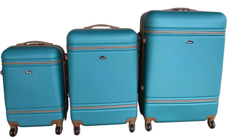 SMTE 3-Piece Travel Luggage Suitcase Bag Set - Stylish - Green with keychain