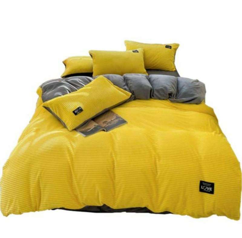 SMTE Dream World Striped Duvet Cover Set - Yellow with keychain