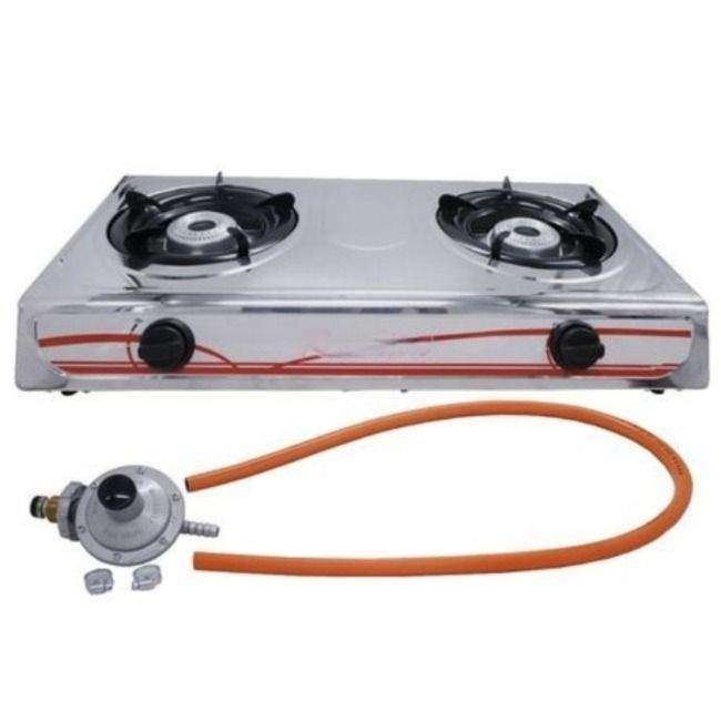 SMTE 2 Burner Stainless Steel Gas Stove with keychain