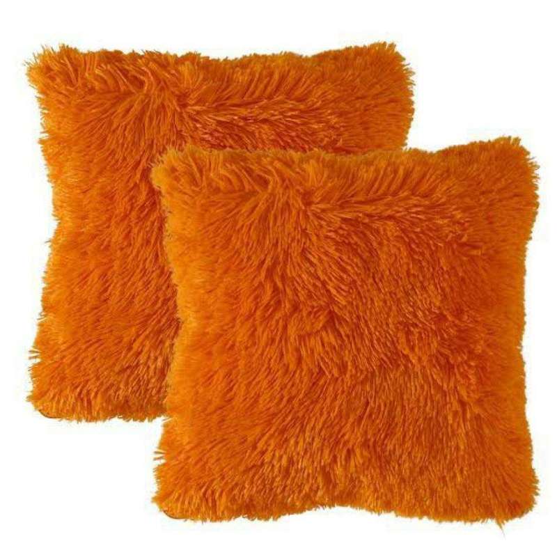 SMTE Fluffy Pillow Cover - Set of 2 - Orange with keychain