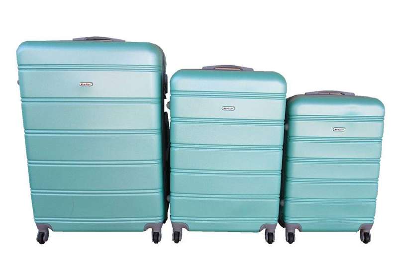 SMTE 3 Piece Hard Outer Shell Premium Lightweight Luggage Set - Applegreen with keychain
