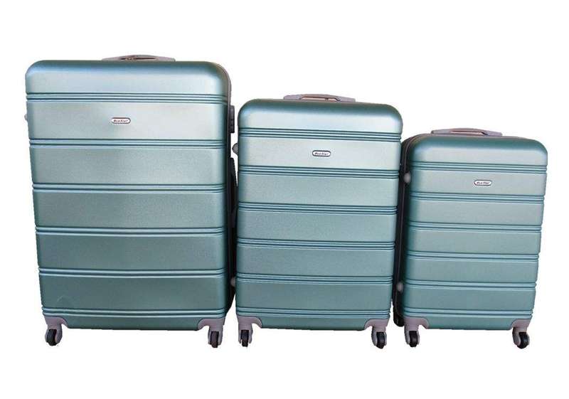 SMTE 3 Piece Hard Outer Shell Premium Lightweight Luggage Set - Darkgreen with keychain