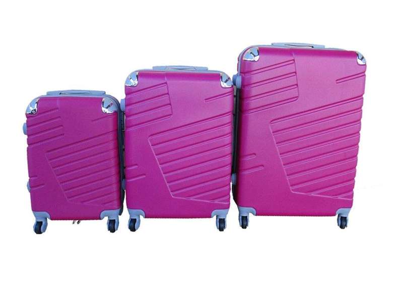 SMTE 3 Piece Luggage Set - 27 inch - Hot Pink with keychain