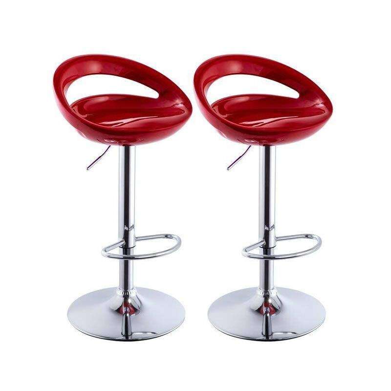 SMTE Set of 2 Modern Stylish Kitchen Breakfast Bar Stools - Maroon with keychain