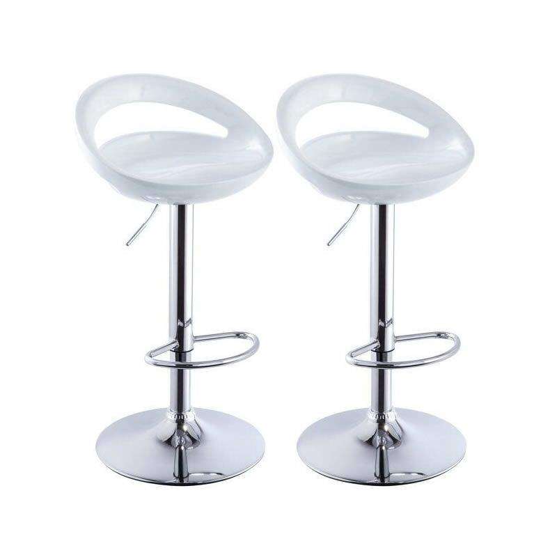 SMTE Set of 2 Modern Stylish Kitchen Breakfast Bar Stools - White with keychain