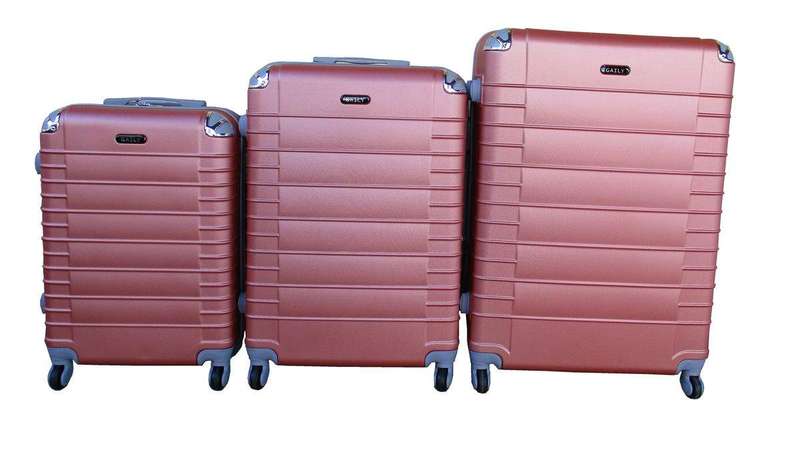 SMTE 3 Piece Holiday Luggage Set - 30 inch - Dark Rose Gold with keychain