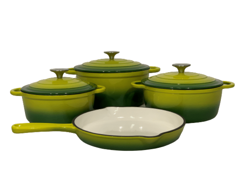 SMTE GB 7psc Cast Iron Pot set/Cookware Set - Lime with keychain
